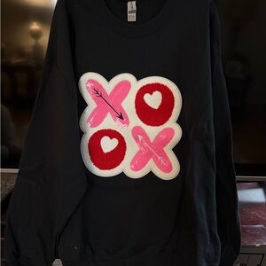 Gildan Black Sweatshirt with Red and Pink XO Design